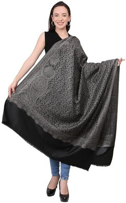 Braid N Cord Polyester Wool Blend Applique Women Shawl(Black)