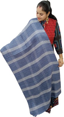 Vrinde Wool Checkered Women Shawl(Dark Blue)