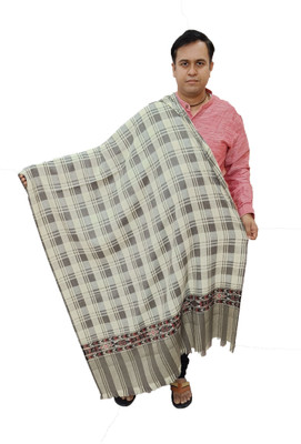 Vrinde Wool Checkered Men Shawl(White)