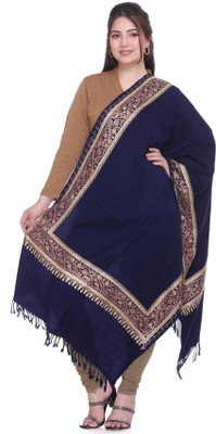MANBHAV Acrylic Solid Women Shawl(Dark Blue)