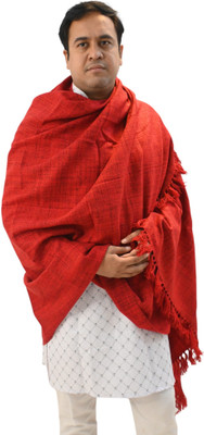 Vrinde Wool Self Design Men Shawl(Red)