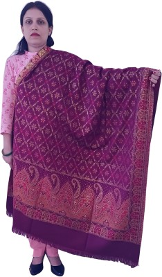 Kashmiri queen Pashmina Self Design Women Shawl(Maroon)