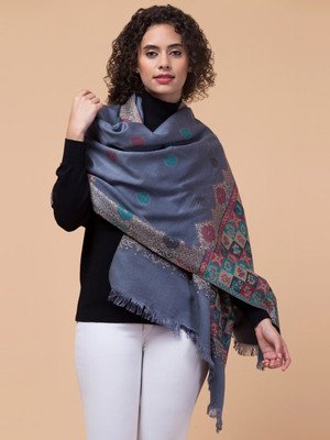 Tweedle Acrylic Floral Print Women Shawl(Grey)