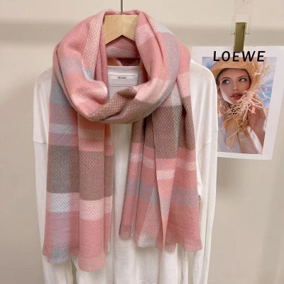Frackson Acrylic, Wool Solid, Self Design, Checkered Women Shawl(Pink)