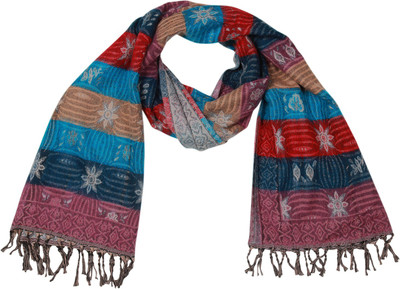 KIRE NE Wool, Acrylic, Rayon Self Design Women Shawl(Multicolor)
