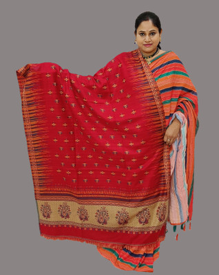 Vrinde Wool Self Design Women Shawl(Maroon)