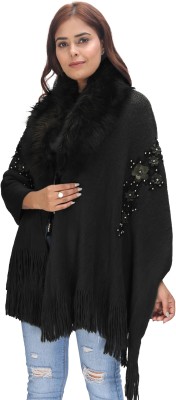 Life and style Wool Solid Women Shawl(Black)