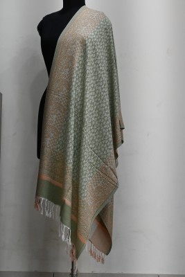 Guruji Polyester Wool Blend Printed Women Shawl(Light Green)