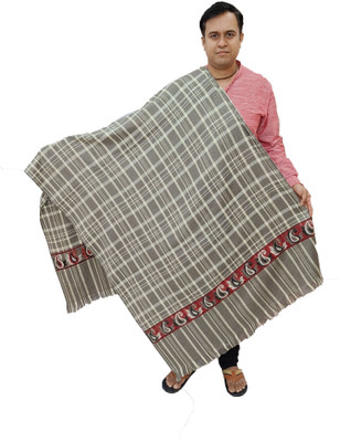 Vrinde Wool Checkered Men Shawl(Grey)