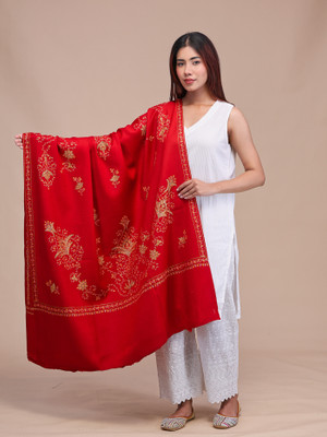 swi stylish Pashmina Woven Women Shawl(Red)