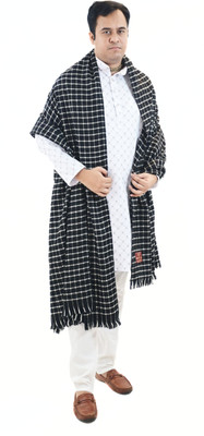 Sprha Wool Checkered Men Shawl(Black)