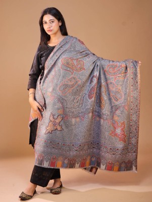 swi stylish Wool Printed Women Shawl(Grey)