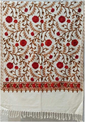 CHOUDHARYRETAILS Acrylic Embroidered Women Shawl(White)