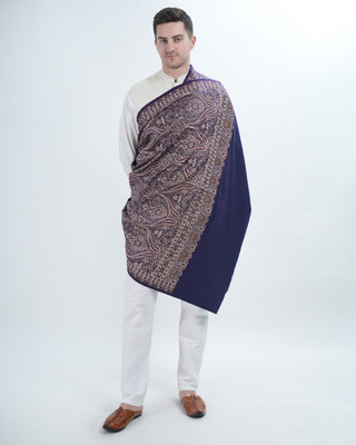manra Wool Paisley Men Shawl(Blue)