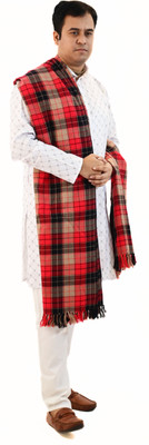 Sprha Wool Checkered Men Shawl(Red)