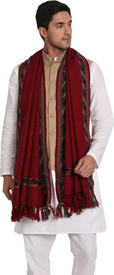 Braid N Cord Polyester Wool Blend Applique Men Shawl(Maroon)
