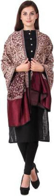 CHOUDHARYRETAILS Wool Floral Print Women Shawl(Maroon)