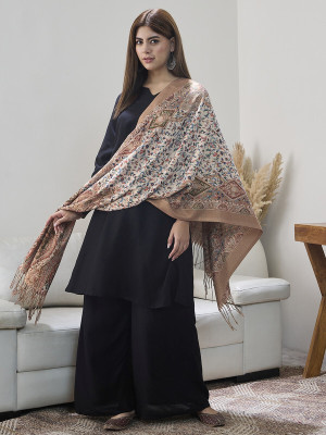 InWeave Acrylic Printed Women Shawl(Beige)