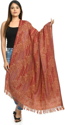 manra Wool Printed Women Shawl(Red)