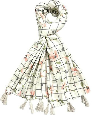 CI ASSCERIESS Cotton Printed Women Shawl(White)