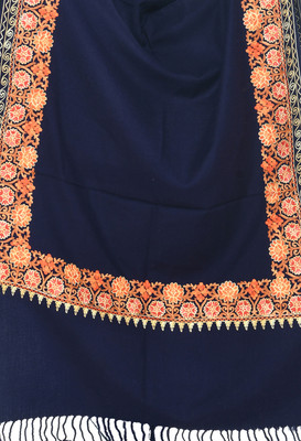 Life and style Wool Embroidered Women Shawl(Blue)