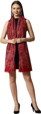 swi stylish Wool Floral Print Women Shawl(Maroon)