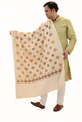 Vrinde Wool Polka Print Men, Women Shawl(Beige)