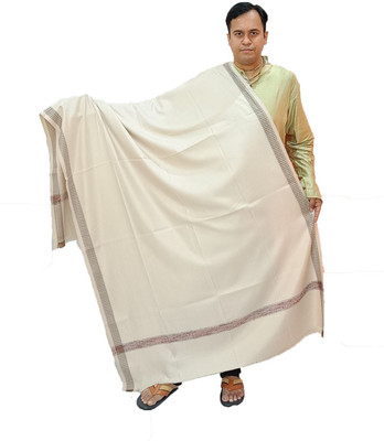 Vrinde Wool Solid Men Shawl(White)