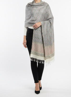 TSE Poly Wool Floral Print Women Shawl(Black)