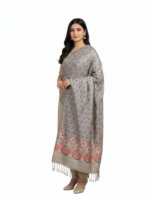 Kti Viscose, Acrylic Printed Women Shawl(Grey)