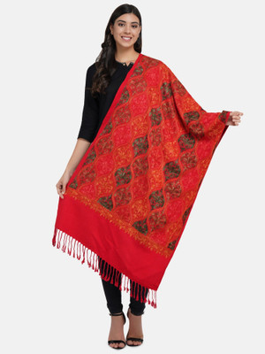 CHOUDHARYRETAILS Wool Self Design Women Shawl(Red)