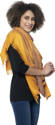 HOC Wool Self Design Women Shawl(Multicolor)