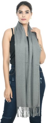 manra Wool Solid Women Shawl(Grey)