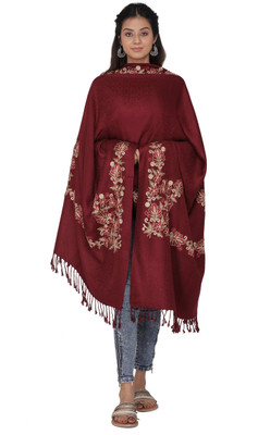 Kti Acrylic Self Design Women Shawl(Maroon)