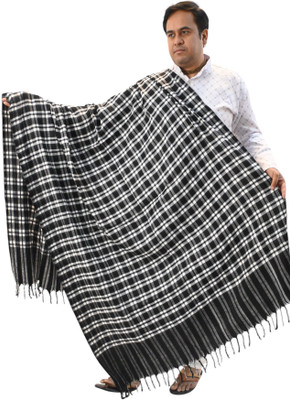 Vrinde Wool Checkered Men Shawl(Black)