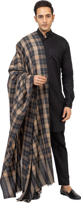 Pashgiri Wool Checkered Men Shawl(Black)