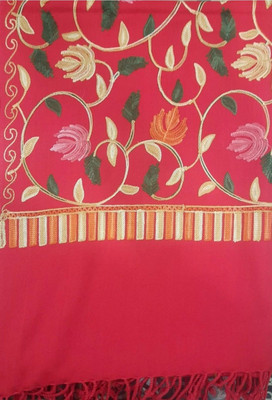 CHOUDHARYRETAILS Wool Embroidered Women Shawl(Pink)