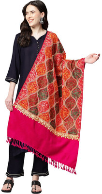 swi stylish Wool Embroidered Women Shawl(Multicolor)
