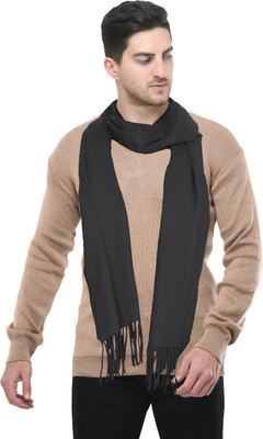 manra Wool Solid Men Shawl(Black)