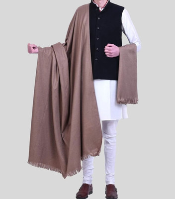 Unnkaari Polyester Wool Blend Solid Men Shawl(Beige)