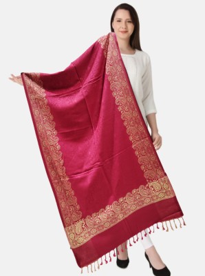 Pink World Wool Woven Women Shawl(Pink)