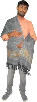 BE SWADESHI Cashmere Self Design Men Shawl(Grey)