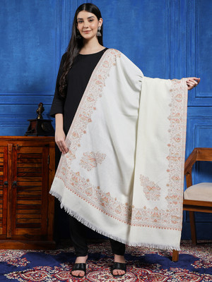 Ravaiyaa - Attitude Is Everything Wool Paisley Women Shawl(White)