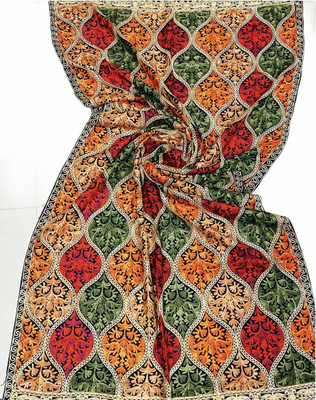 HOC Silk, Modal Embroidered, Woven Women Shawl(Multicolor)