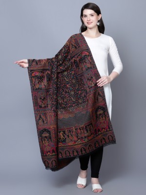 Mizash Wool Paisley Women Shawl(Black)