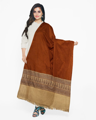 SNB Fashions Wool Self Design Women Shawl(Brown)