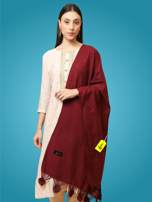 MHAX Wool Self Design Women Shawl(Maroon)