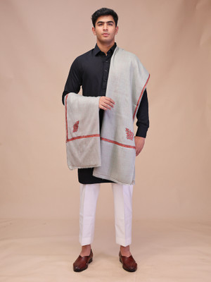 swi stylish Wool Embroidered Men Shawl(Grey)