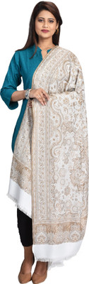 CHOUDHARYRETAILS Wool Woven Women Shawl(White)