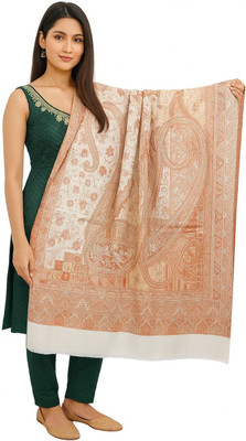 CHOUDHARYRETAILS Wool Self Design Women Shawl(White)